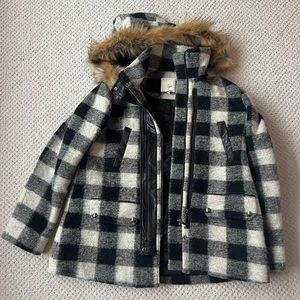 Joie hooded coat with leather and faux fur trim